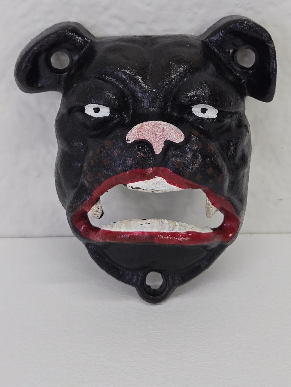 VTG Cast Iron Bulldog Wall‎ Mount Bottle Opener Antique Finish Man Cave Number 2